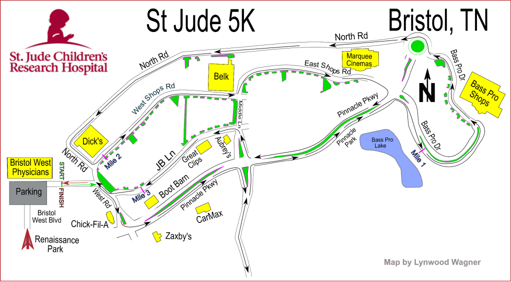 St. Jude 5K Course Map - We Run EventsWe Run Events